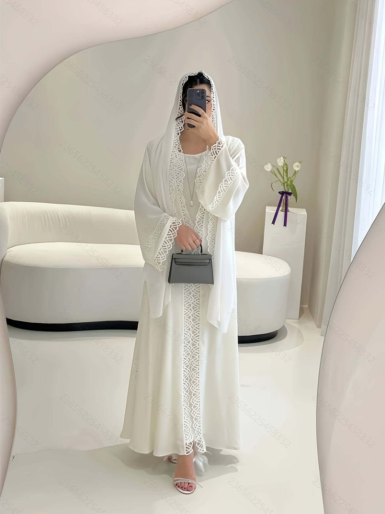 Open Robe Set with Lace, Sleeveless Vest Dress 2pcs - Lightweight, Simple and Breathable, Suitable for Spring/Summer