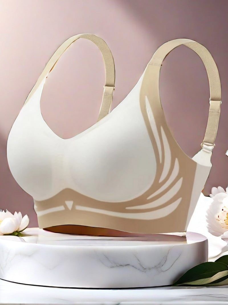6-Pack Women'S Seamless Wireless Bras - Lightweight, Breathable, Moisture-Wicking Push-Up Bralettes with Adjustable Cross-Back Straps, Non-Removable Padded Cups for Everyday Comfort, Elegant Solid Color Design, Comfortable Un
