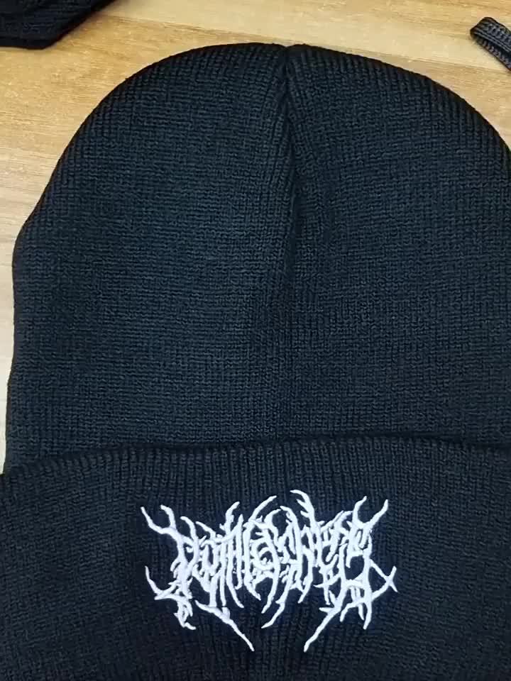 2-Pack Gothic Embroidery Beanie – Unisex Winter Cap