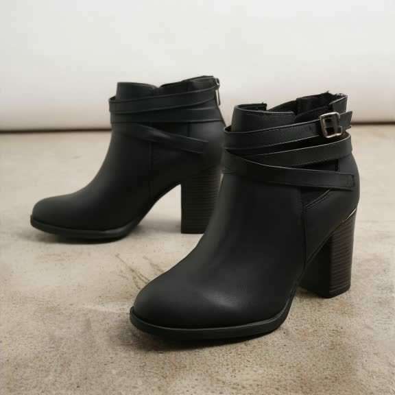 Women's Chunky High Heel Ankle Boots Close Toe Fall Heeled Booties Shoes, Autumn Winter Boots, fit spring, summer, autumn and winter