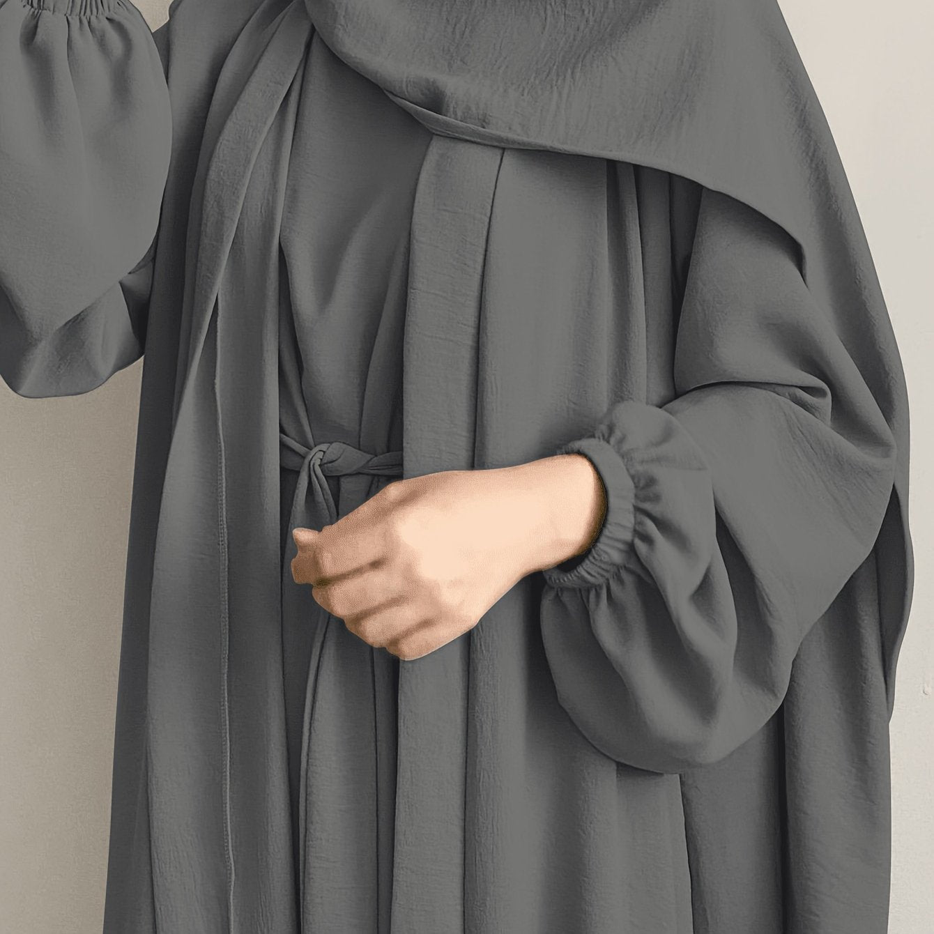 One set of sleeveless innerwear and outerwear combination in solid color, Elegant Casual polyester (polyester CEY breathable fabric) Muslim abaya for spring/summer/fall, does not include headscarf!