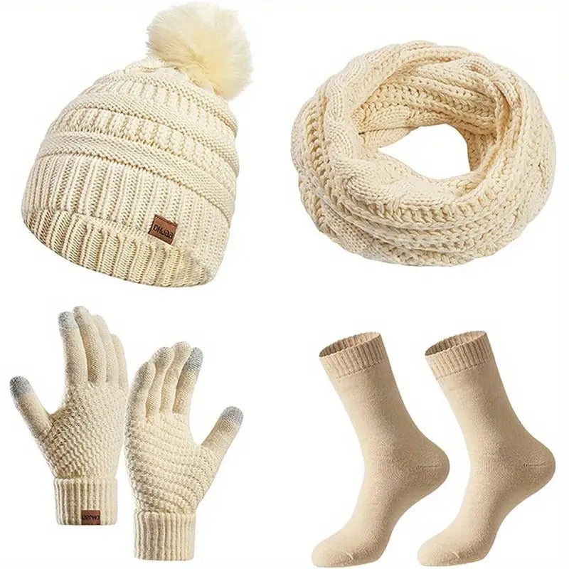 Women’s Winter Warmth Set – Hat, Scarf, Gloves & Socks