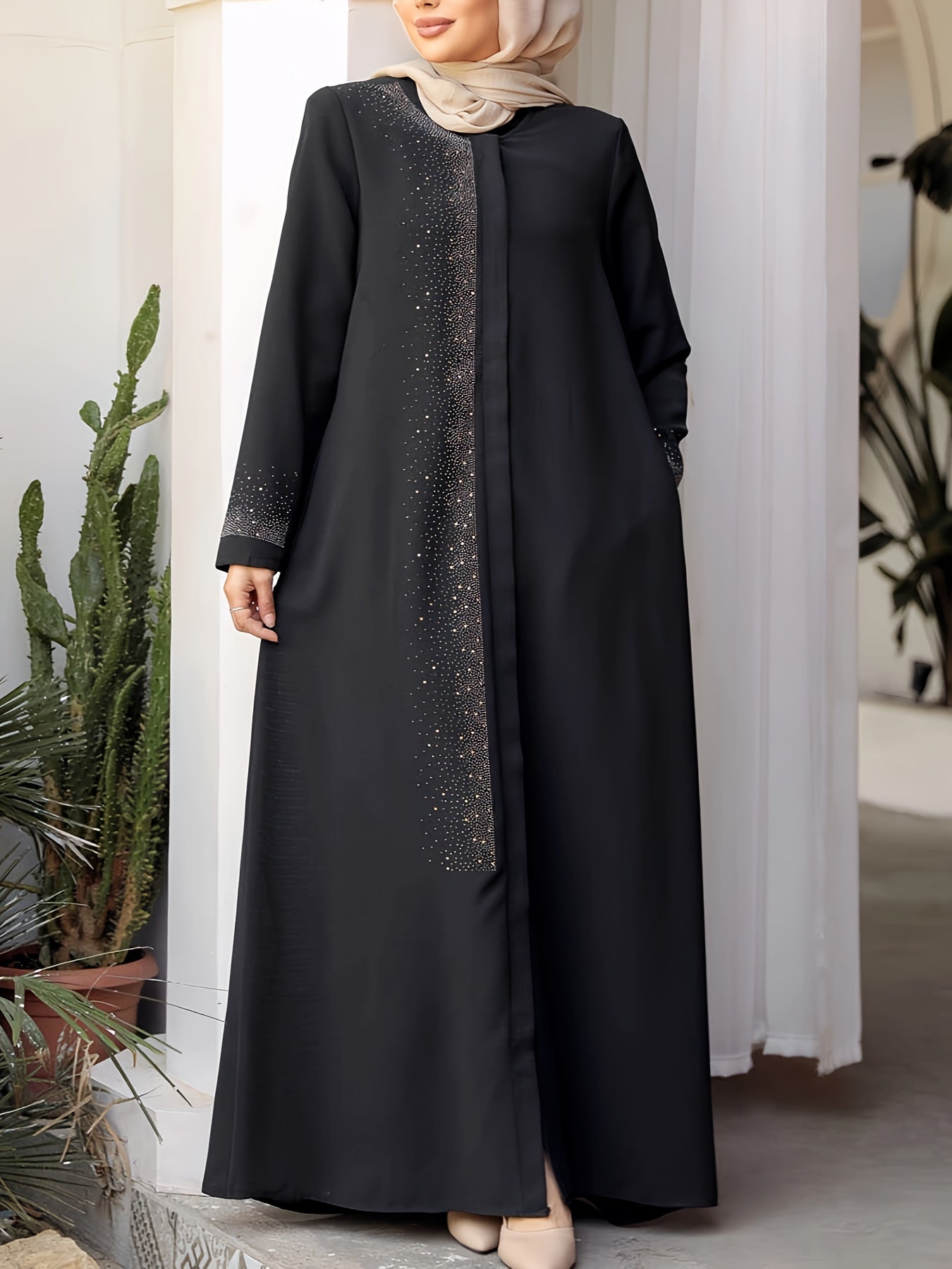 Gorgeous Solid Color Rhinestone Robe 6421