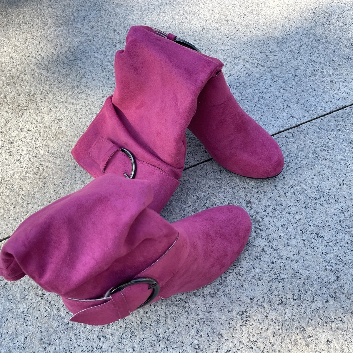 Women's Knee-High Boots with Pointed Toe, Cone Heel, Zip Closure, and Fabric Upper