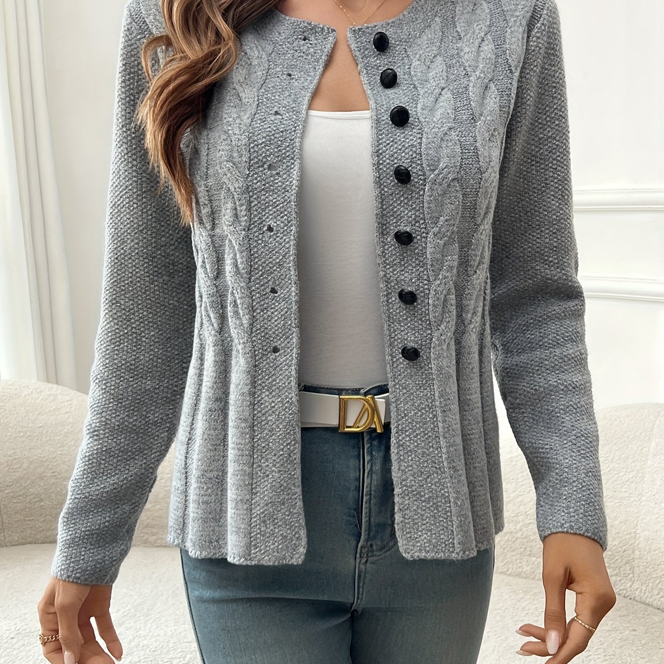 LUNE Front Button Cardigan – Casual Long Sleeve