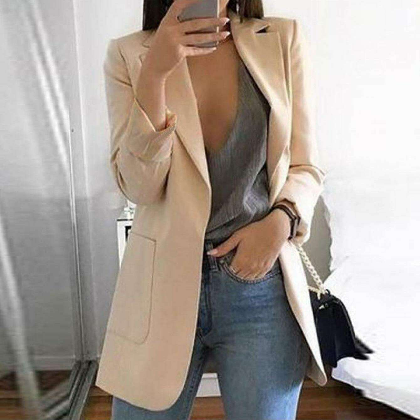 Women's Long Sleeve Blazer Jacket for Office & Casual Wear