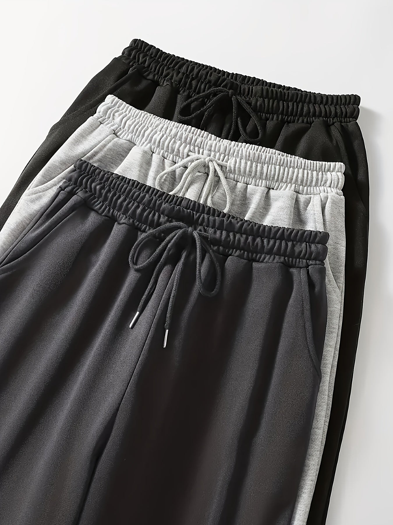3pcs Women’s High-Waisted Casual Joggers Set – Drawstring Waist, Elastic Cuffs & Side Pockets