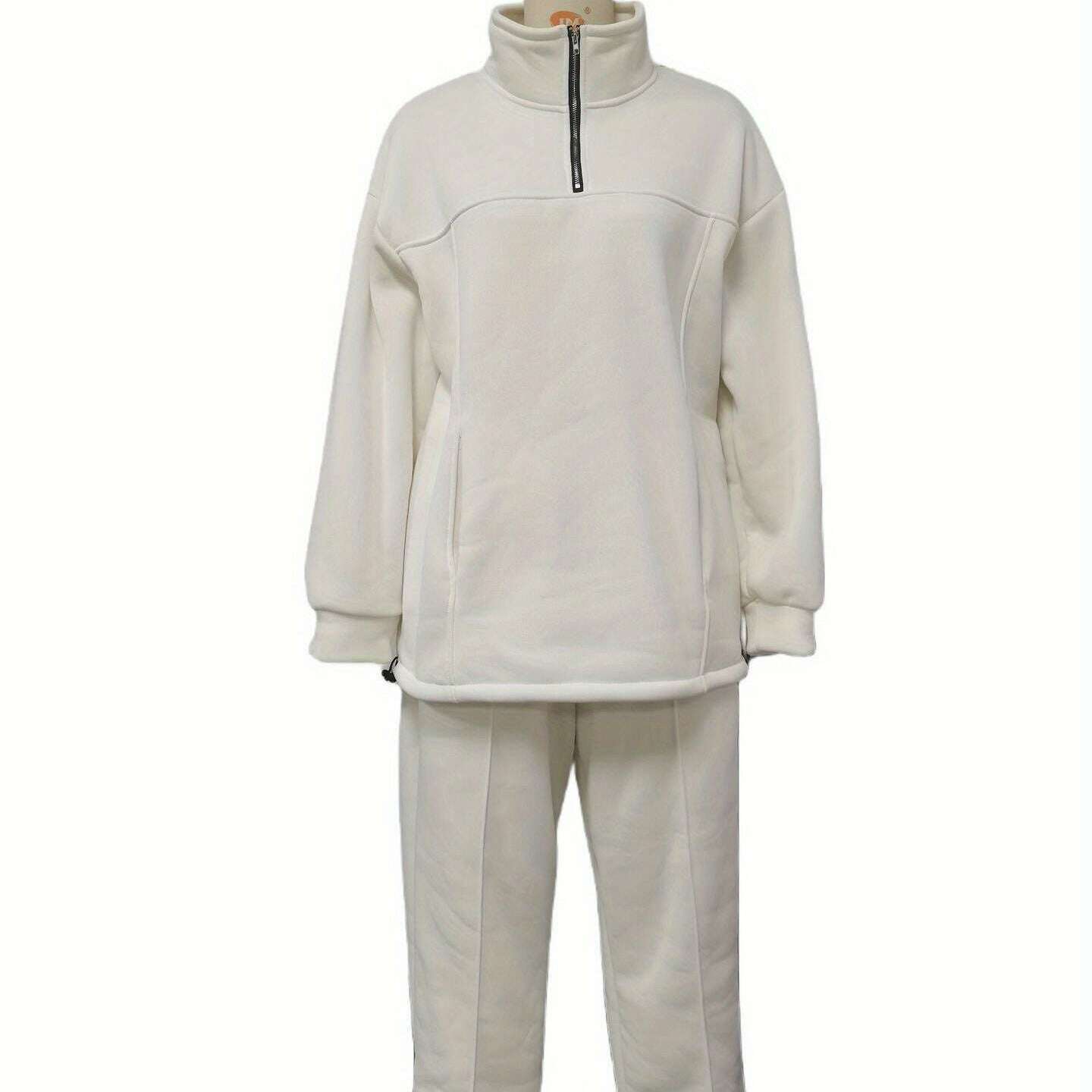 2024 Fall Fashion Stitching Padded Long Sleeve Sweater & Trousers Set