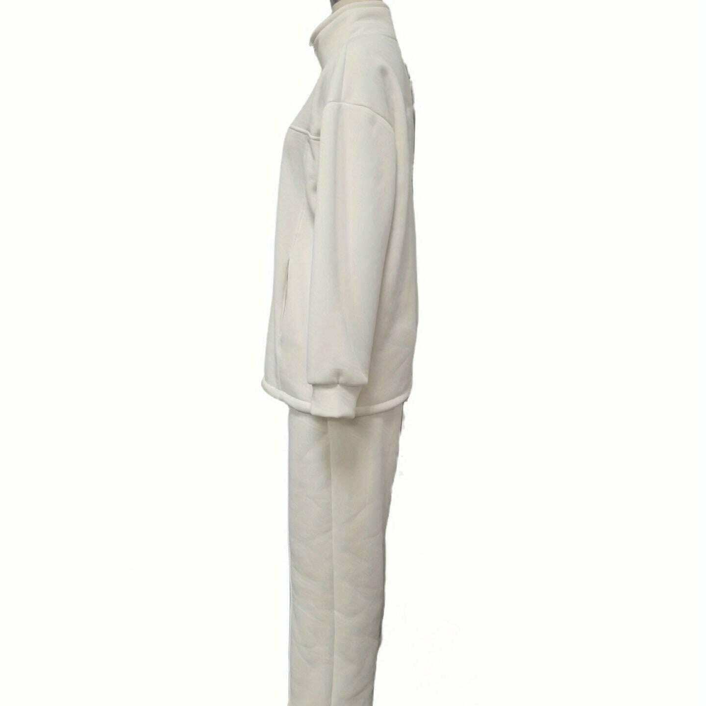 2024 Fall Fashion Stitching Padded Long Sleeve Sweater & Trousers Set