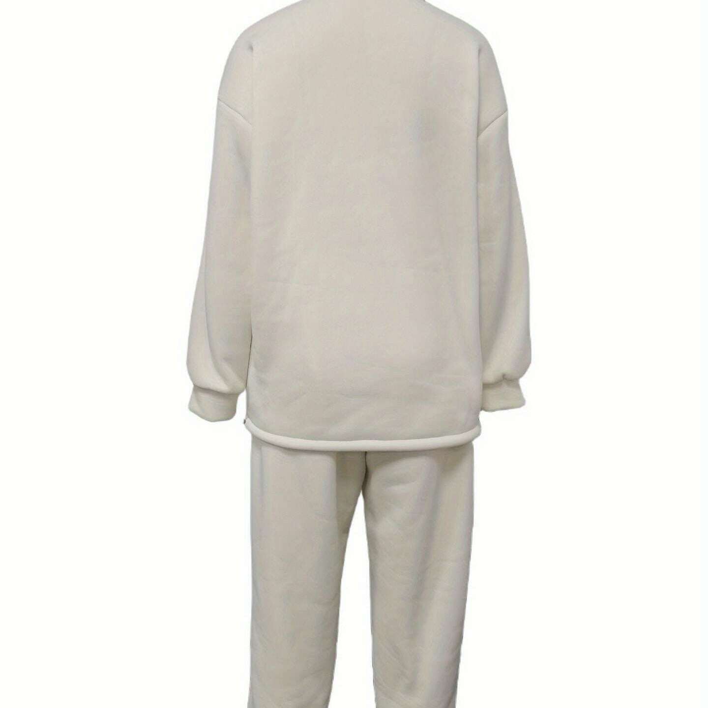 2024 Fall Fashion Stitching Padded Long Sleeve Sweater & Trousers Set