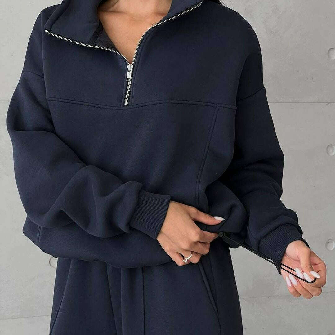 2024 Fall Fashion Stitching Padded Long Sleeve Sweater & Trousers Set