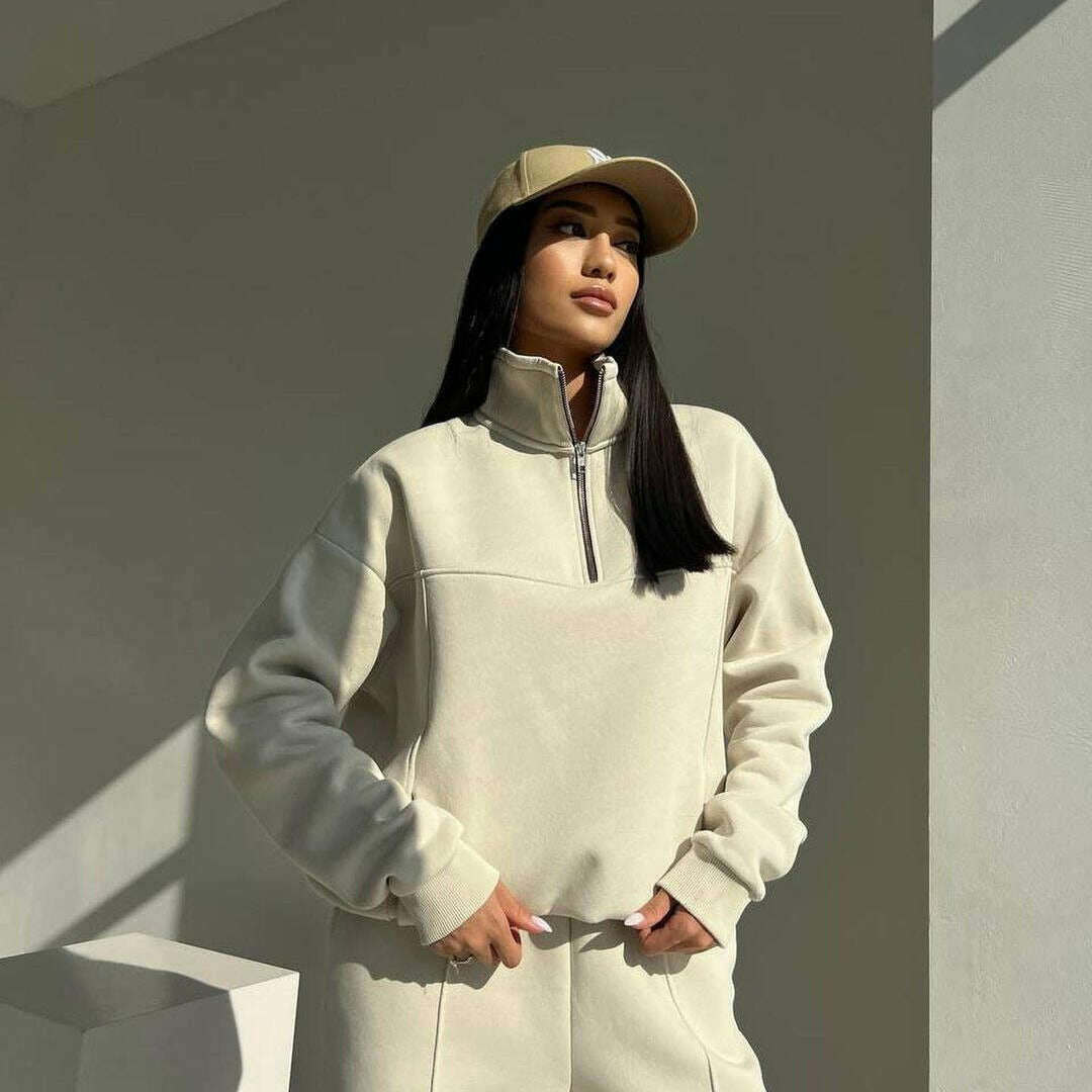 2024 Fall Fashion Stitching Padded Long Sleeve Sweater & Trousers Set