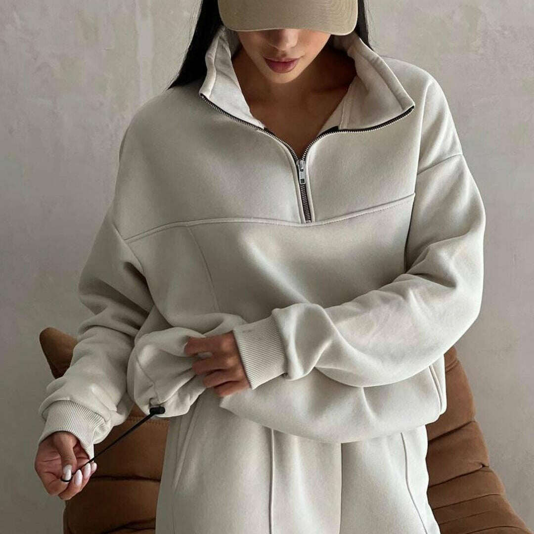 2024 Fall Fashion Stitching Padded Long Sleeve Sweater & Trousers Set