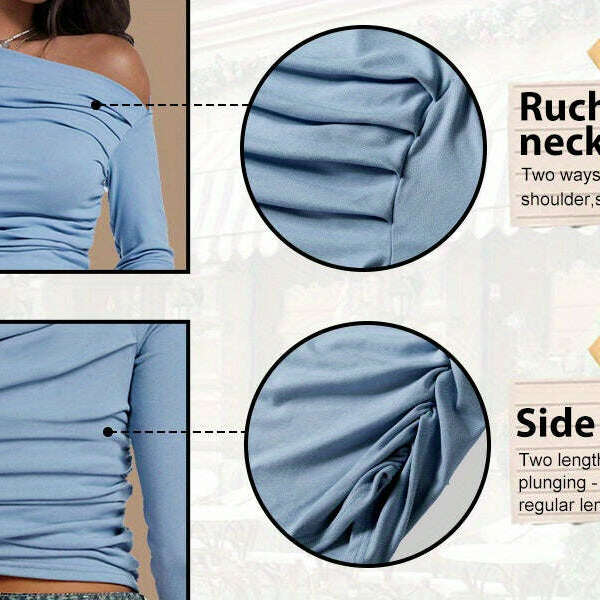 2024 One-Shoulder Long Sleeve Crop Top for Women