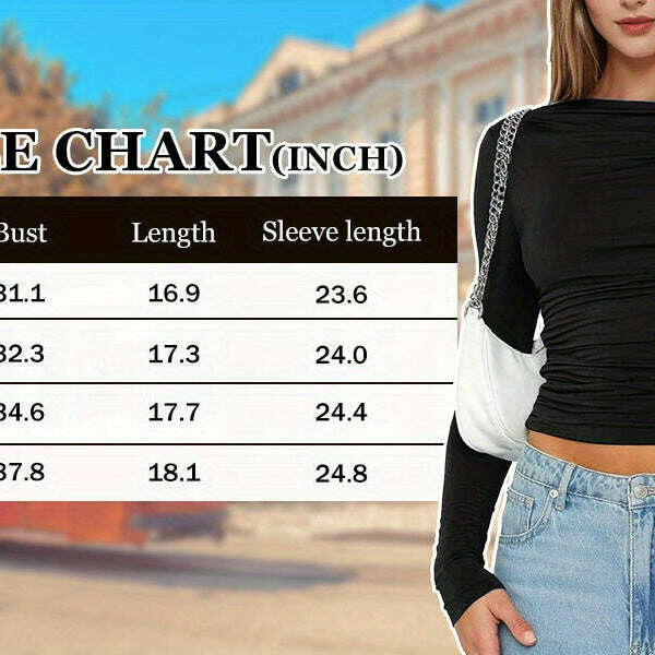 2024 One-Shoulder Long Sleeve Crop Top for Women