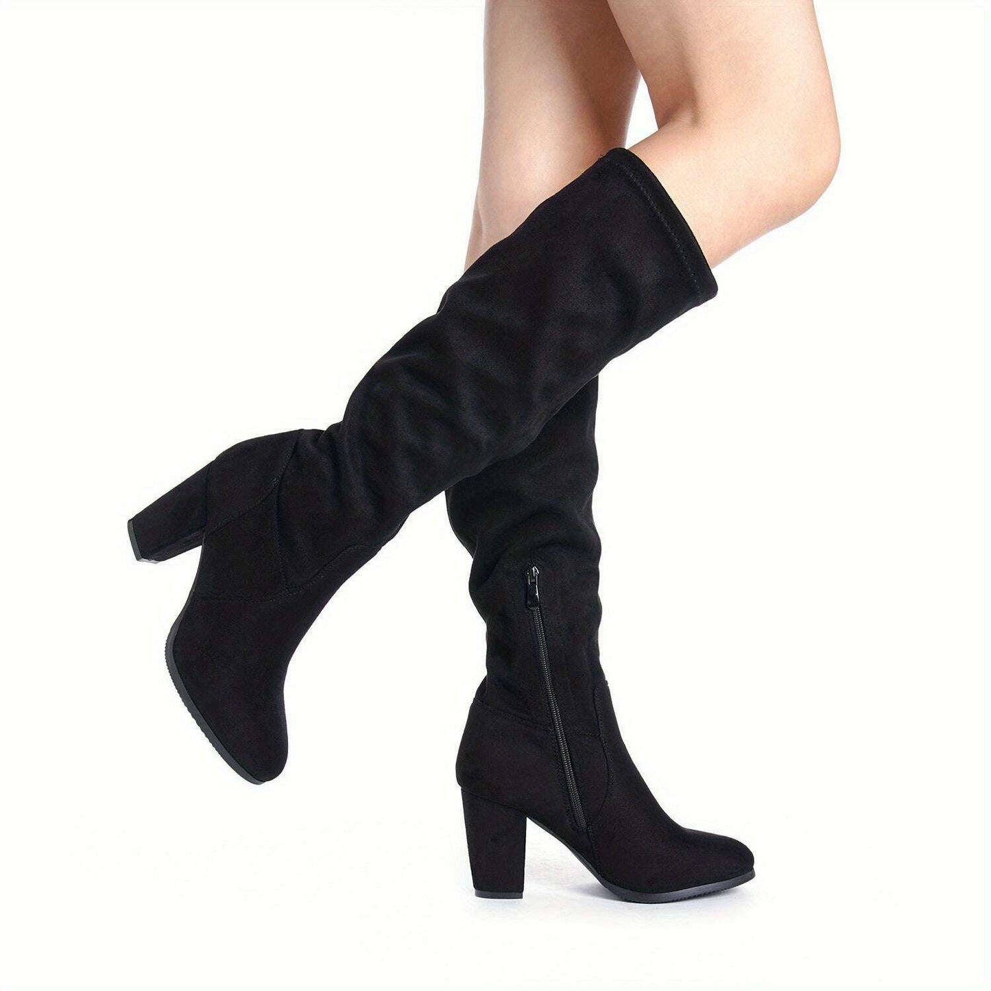 Block Heel Knee-High Winter Boots