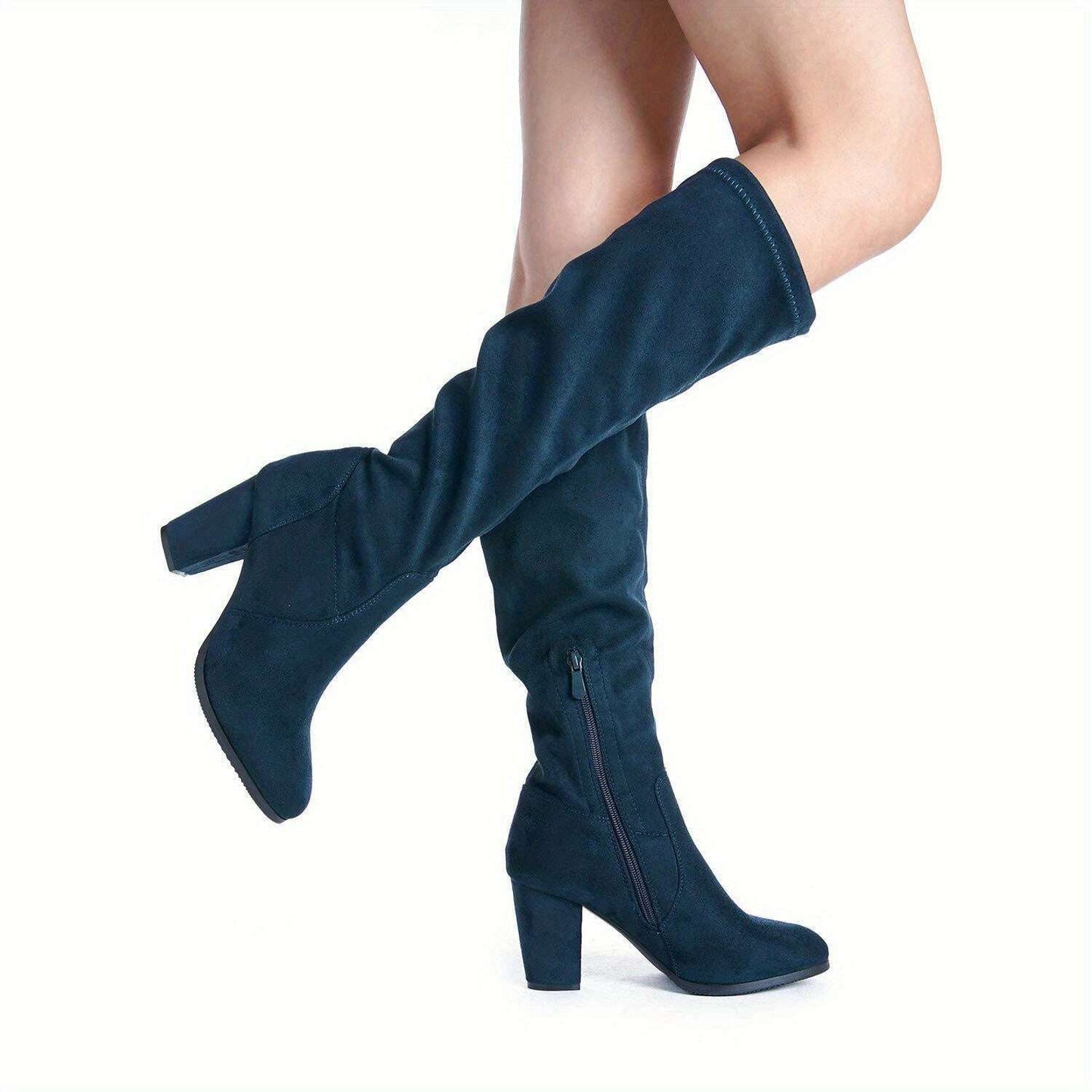 Block Heel Knee-High Winter Boots