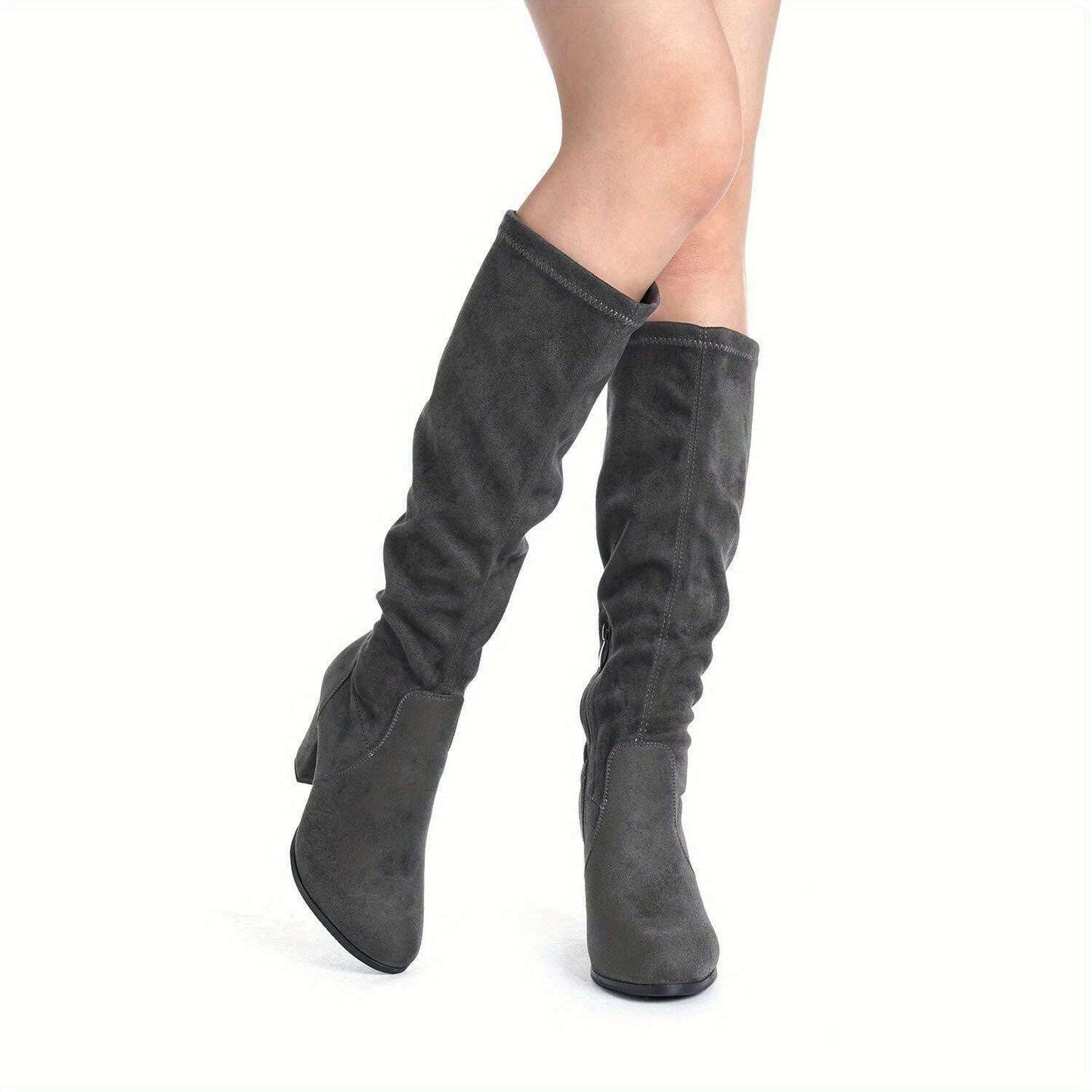 Block Heel Knee-High Winter Boots