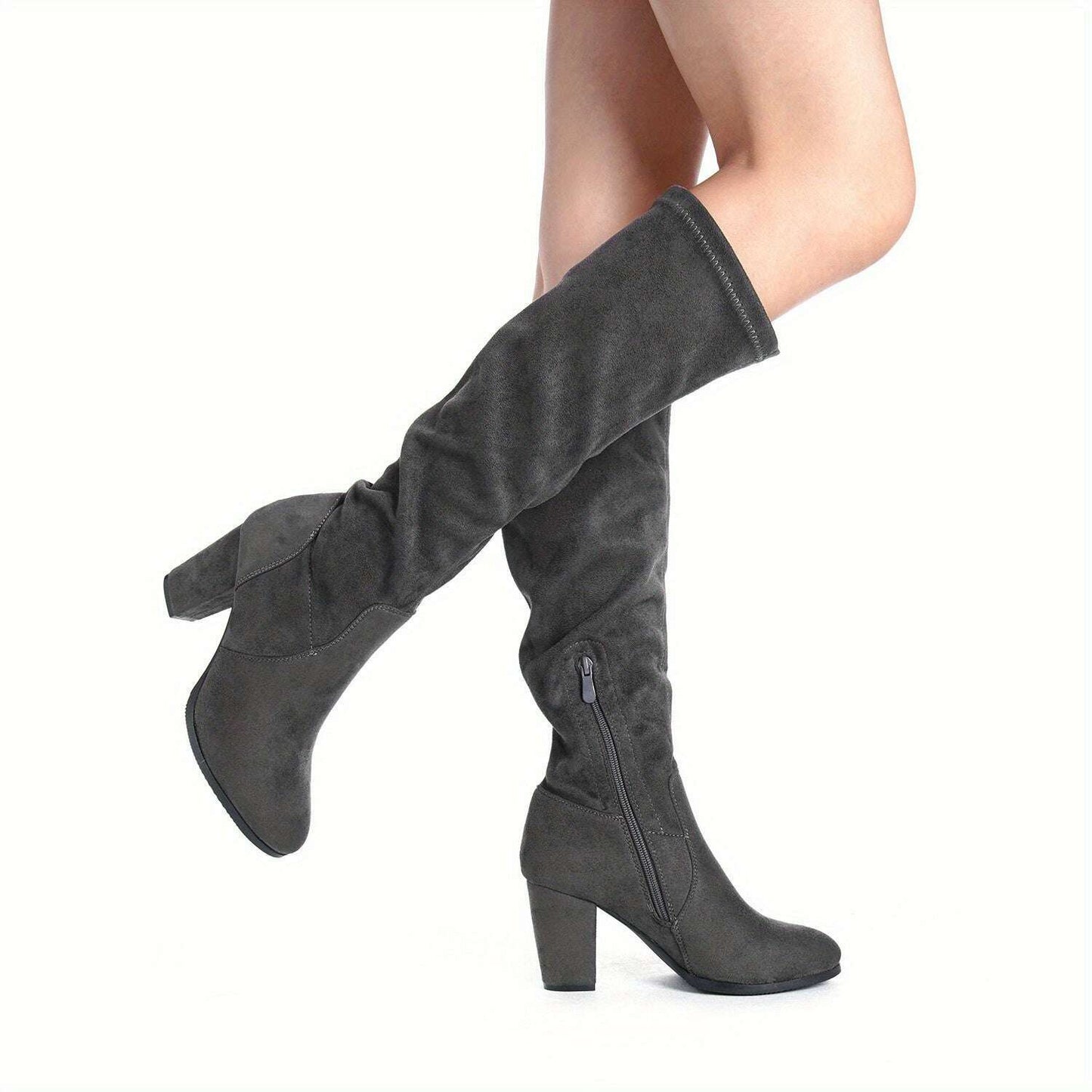 Block Heel Knee-High Winter Boots