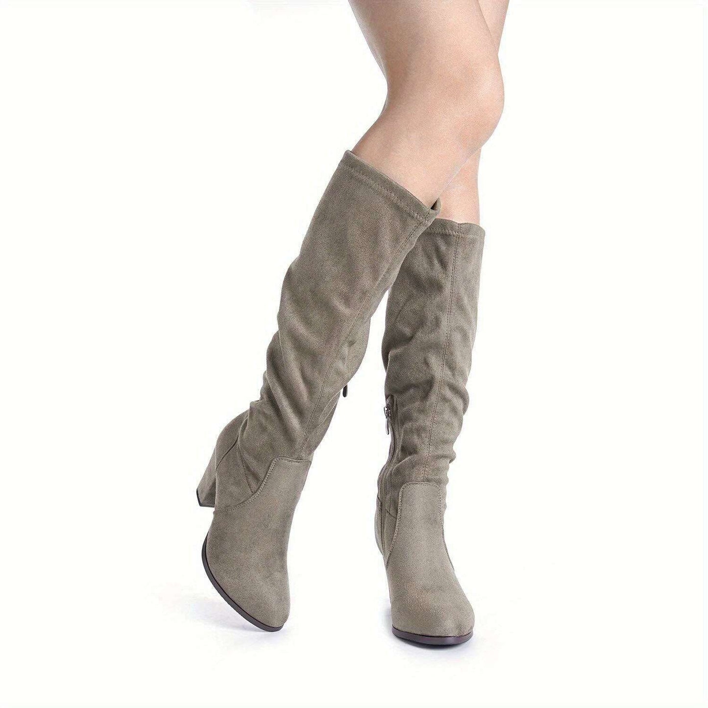 Block Heel Knee-High Winter Boots