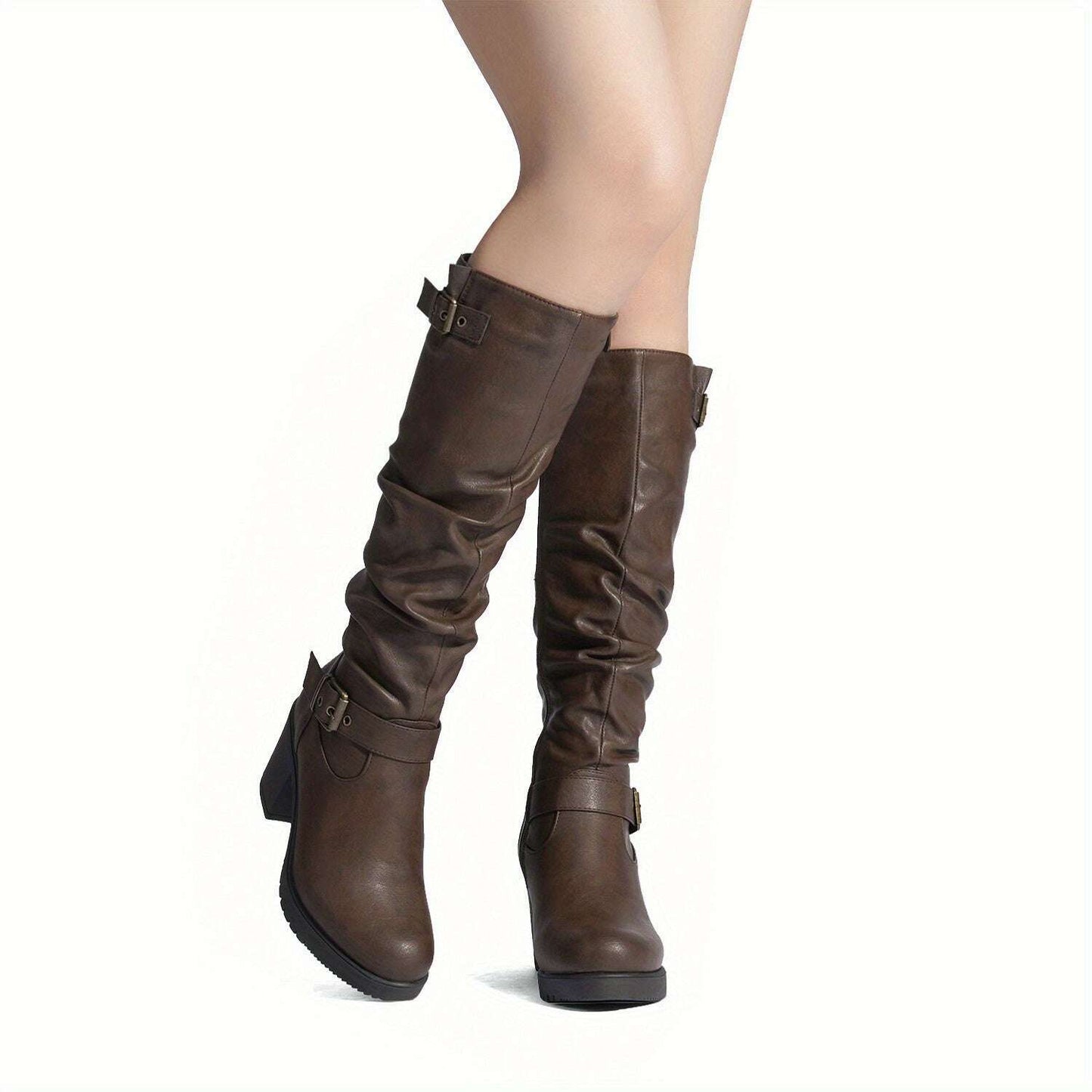 Women's Chunky Heel Knee High Boots