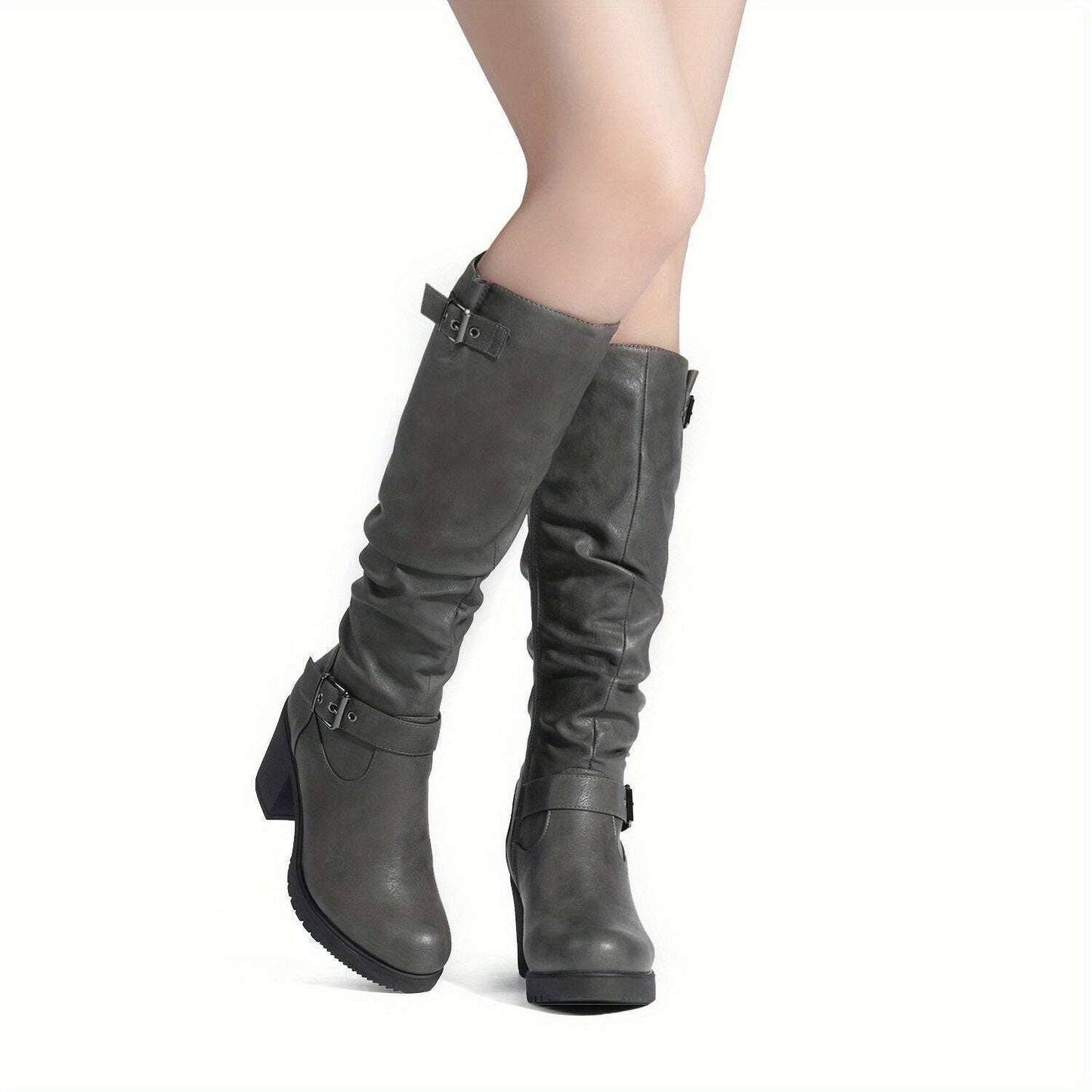 Women's Chunky Heel Knee High Boots