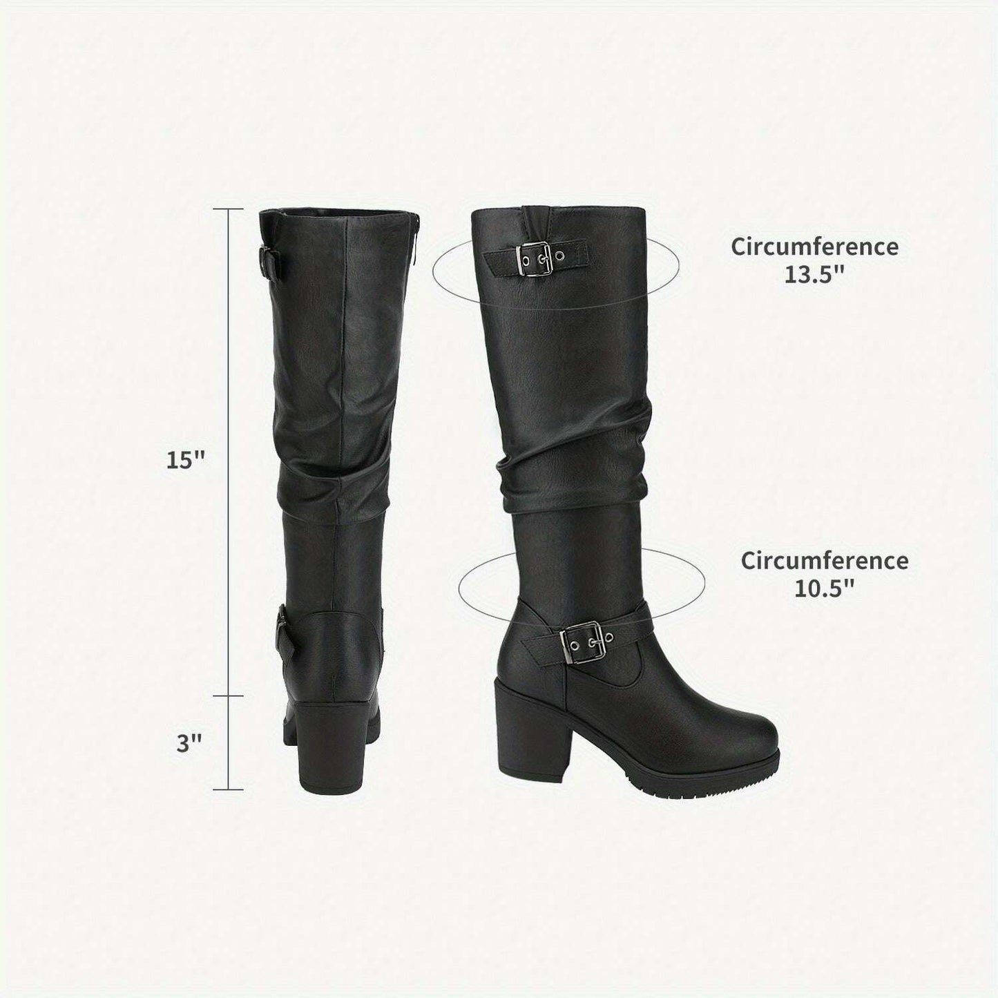 Women's Chunky Heel Knee High Boots