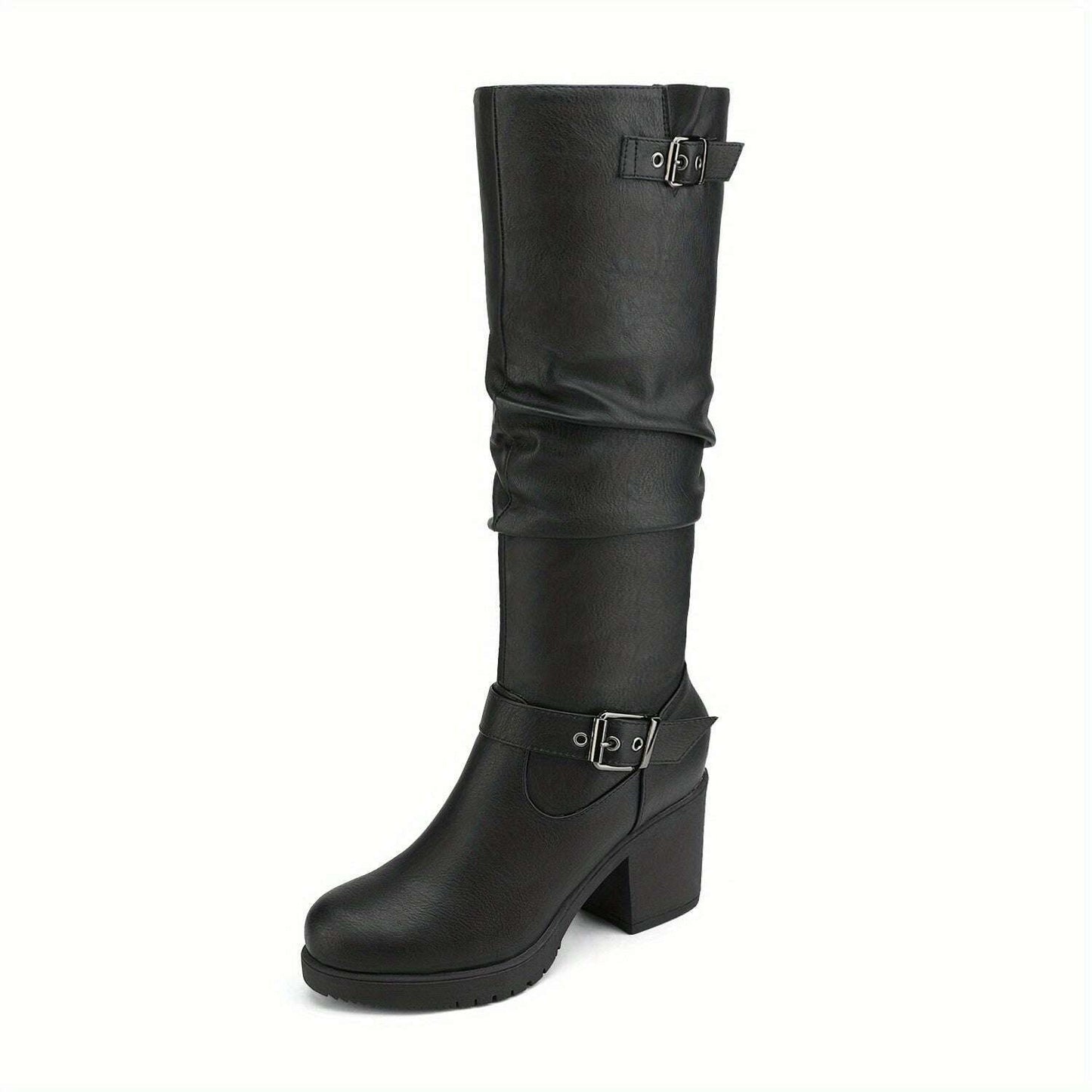 Women's Chunky Heel Knee High Boots