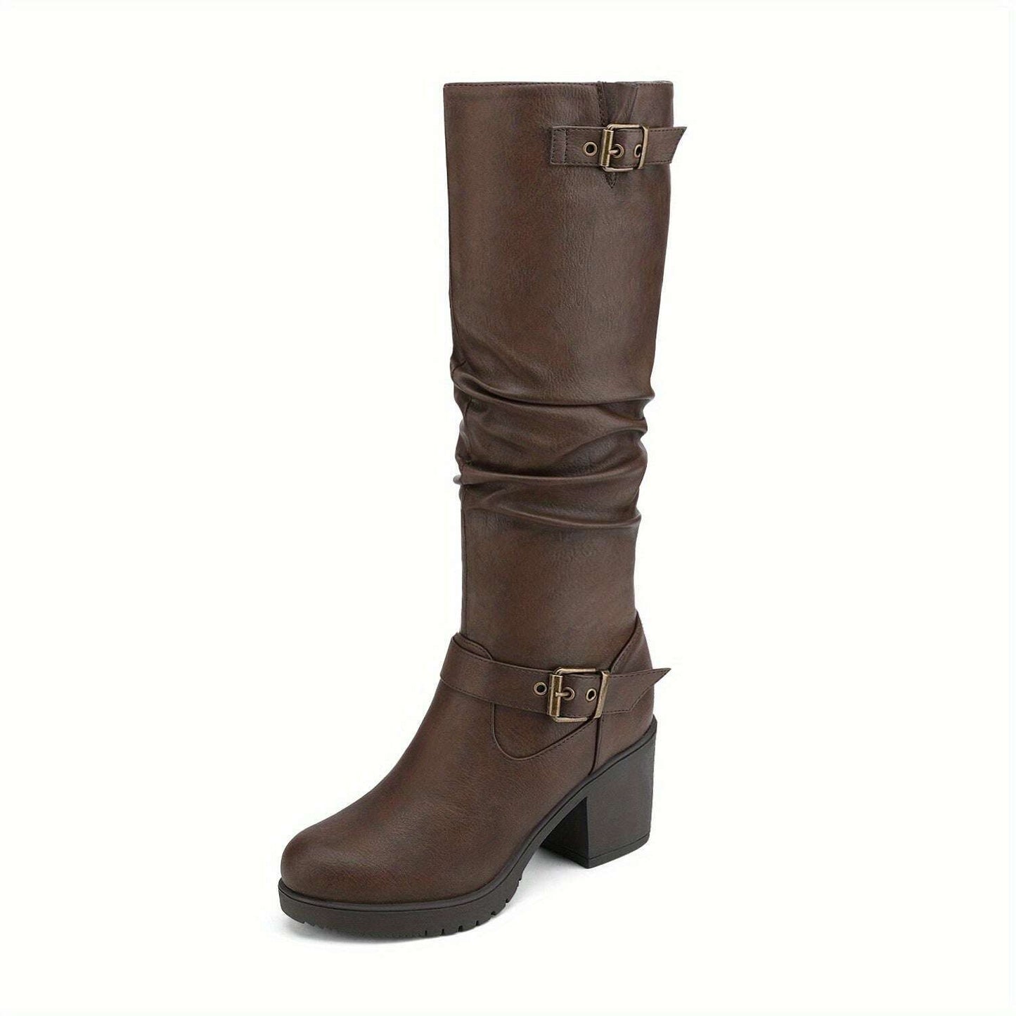 Women's Chunky Heel Knee High Boots