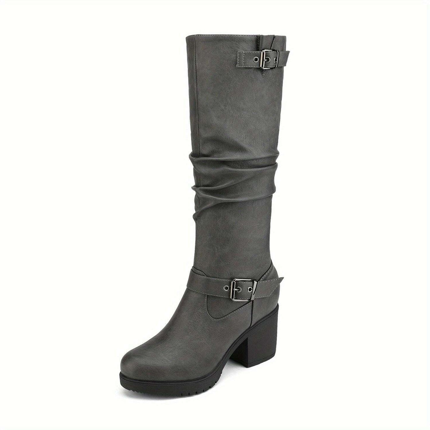 Women's Chunky Heel Knee High Boots