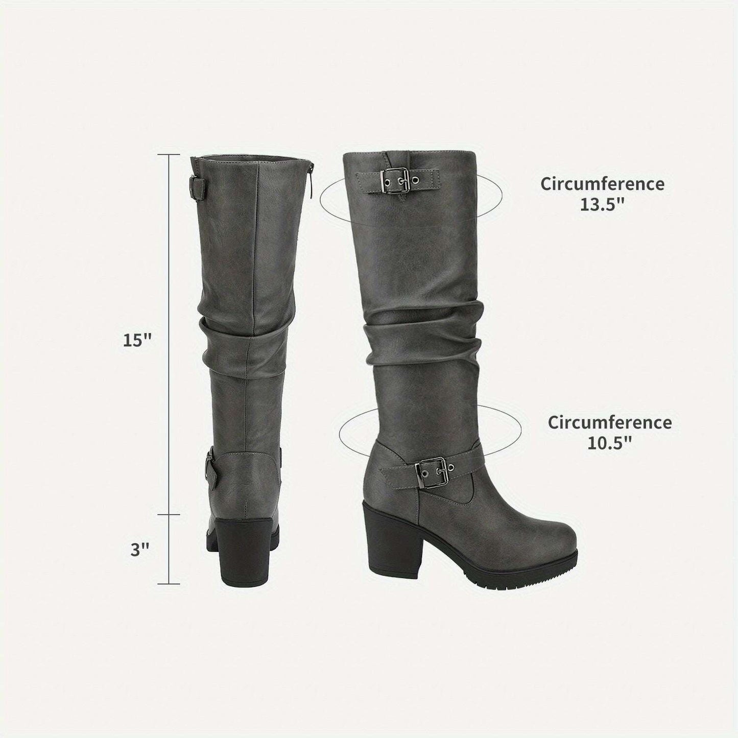 Women's Chunky Heel Knee High Boots