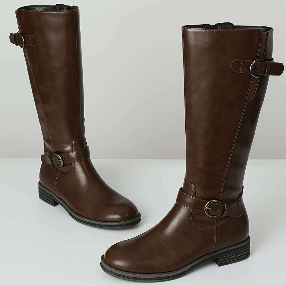 Thick Heel High Top Riding Boots