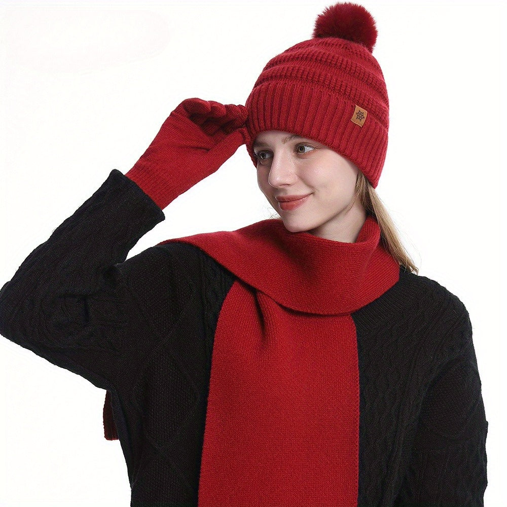 Women’s 3pcs Winter Set – Hat, Scarf & Gloves