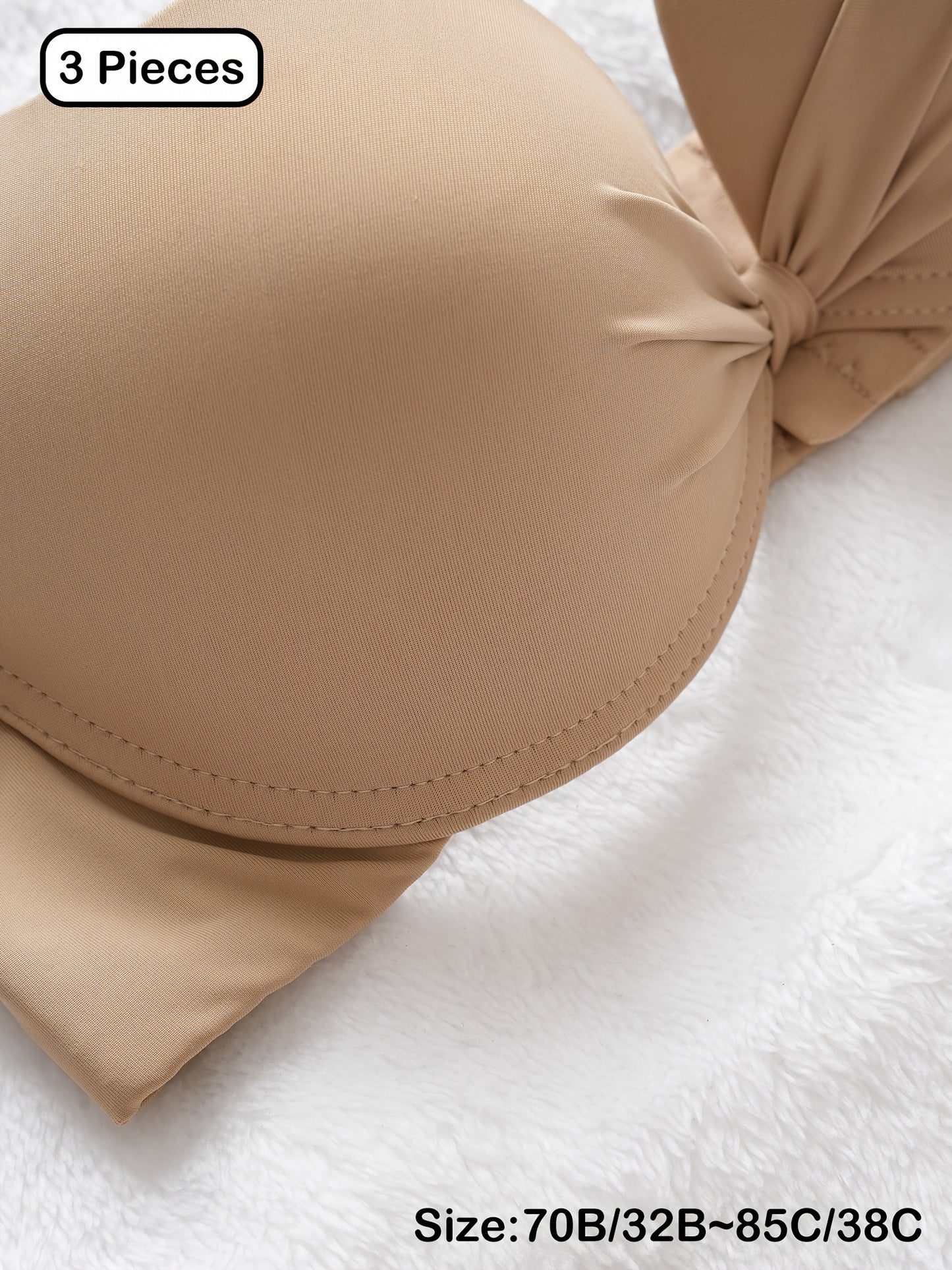 3pcs Ultra Soft Push-Up Bras for Women - Comfortable, Lightweight T-Shirt Style with Underwire Support & Non-Removable Pads