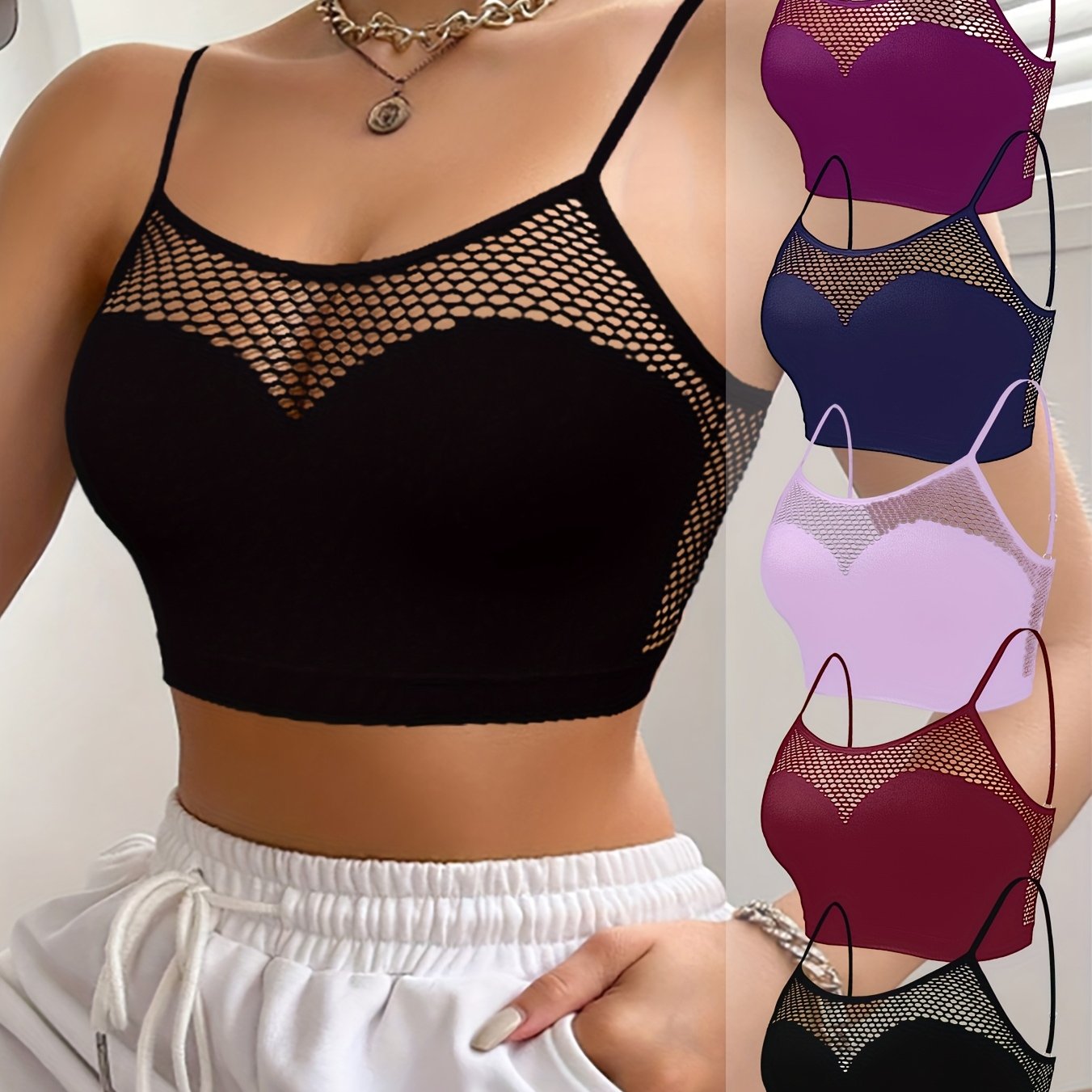 5pcs Seamless Breathable Women'S Sports Bra With Adjustable Straps Fashion Sexy Hollow Out Women'S Bras