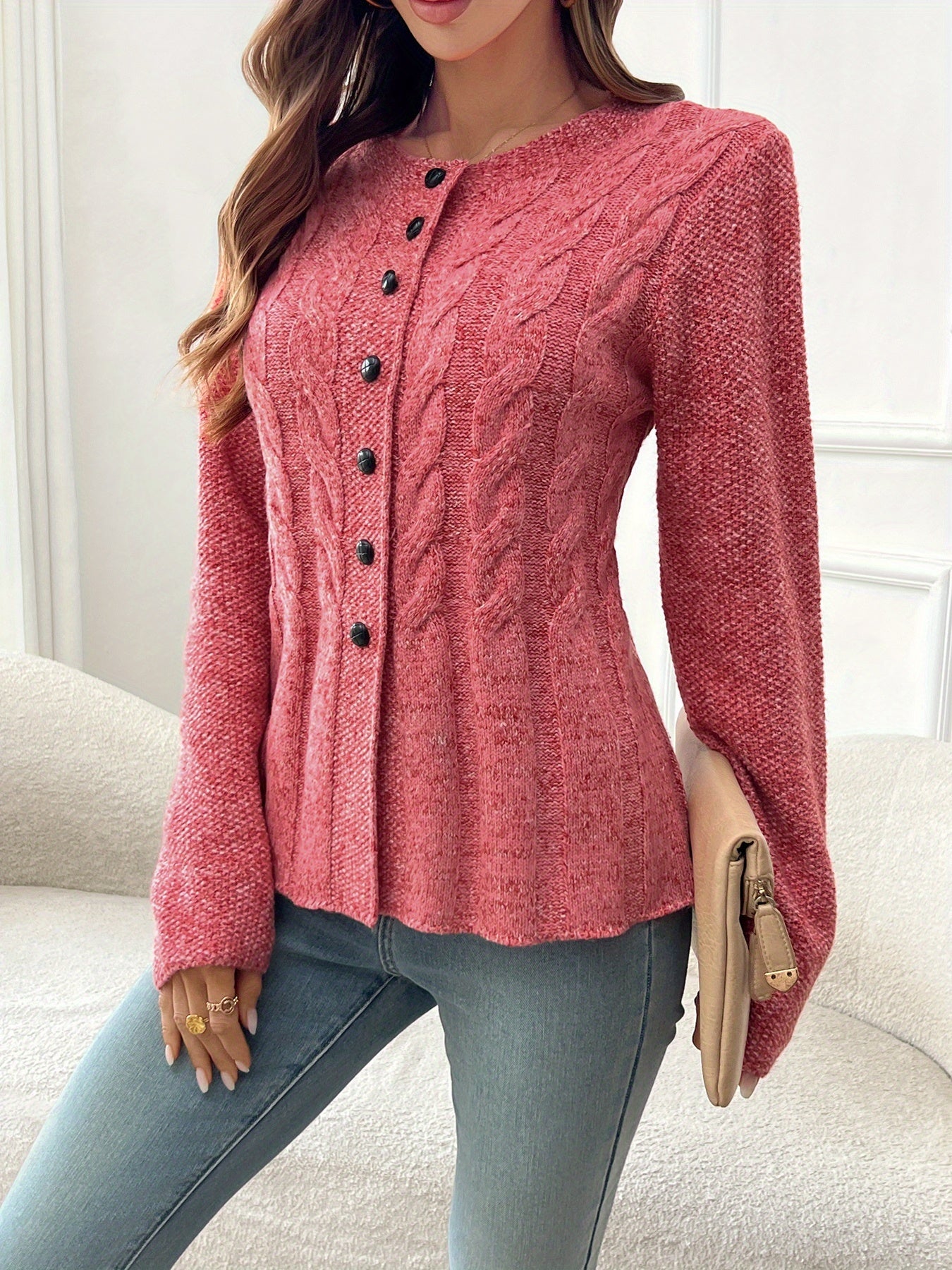 LUNE Front Button Cardigan – Casual Long Sleeve