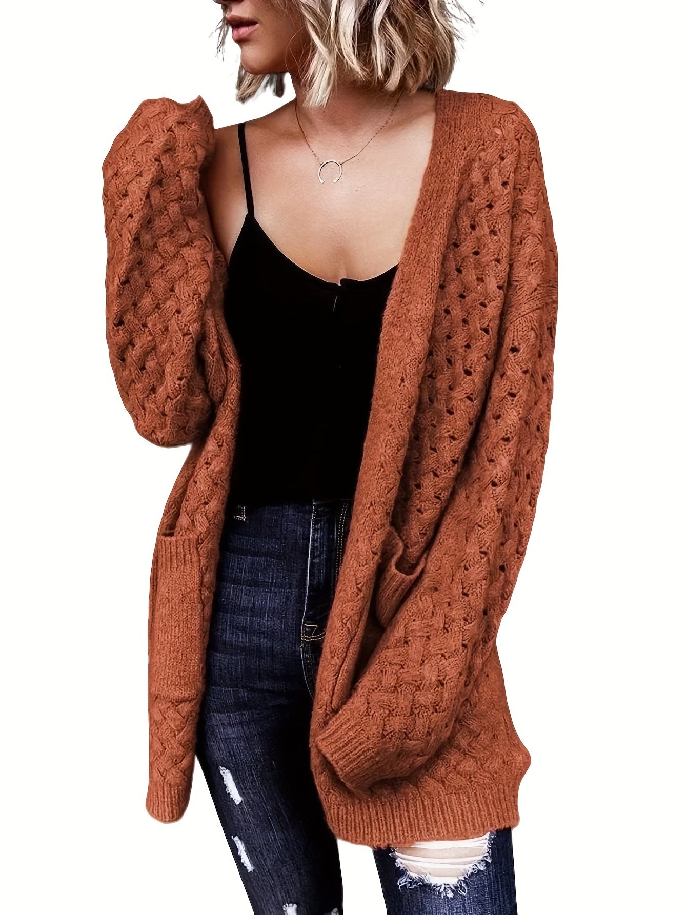 Cozy Longline Cardigan – Women's Casual Open Front Button-Up Sweater