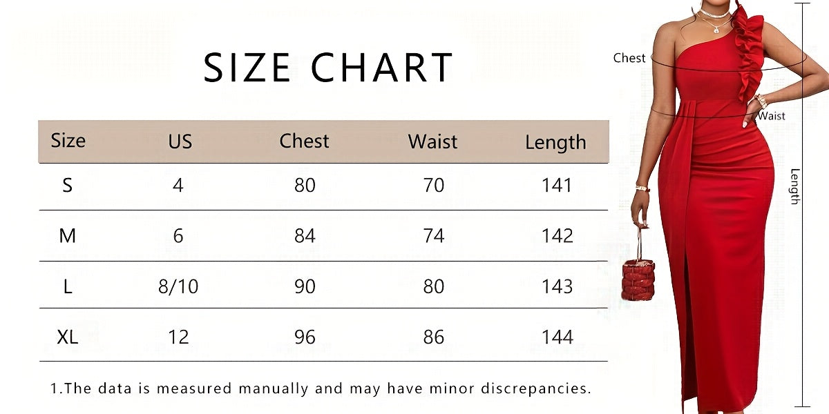 Women'S Elegant Formal Party dress - Sleeveless One-Shoulder Evening gown, Bodycon Fit with Asymmetric Neckline, Red Formal event dress for Women - Perfect for Valentine's, Galas, Proms, Weddings - Sophisticated Party Outfit,