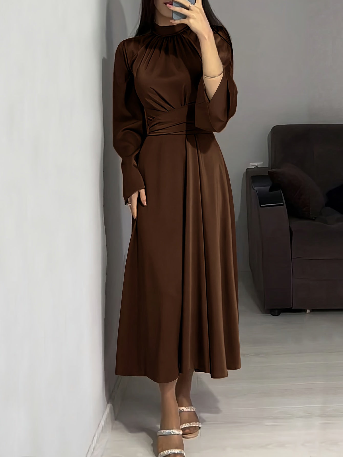 Chic Polyester Fit & Flare Dress – Timeless & Feminine
