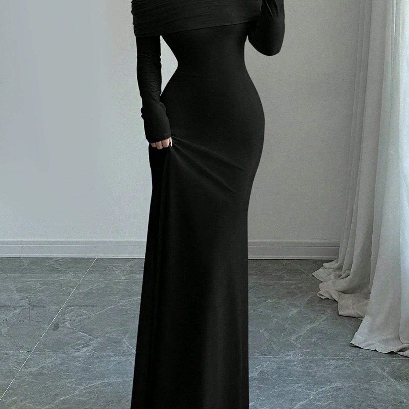 Women'S Elegant Off-Shoulder Long Sleeve Party dress - Formal to casual event gown, flatterning A-Line silhouette, Chic Evening & Everyday Outfits - Women'S Formal & Everyday Dresses, Dresses for Party, Evening Wear, Offshoul