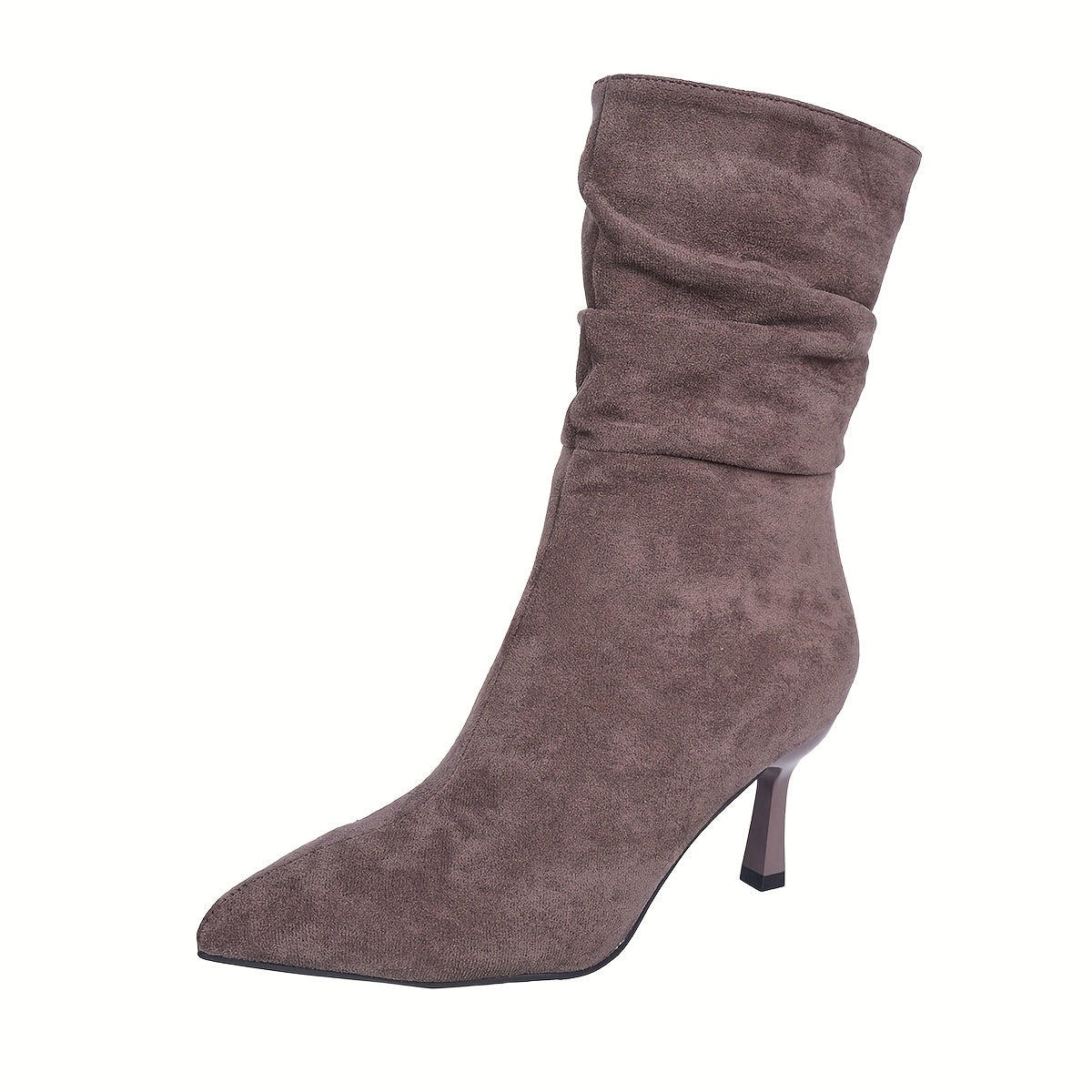 Women's Plus Size Chic Pointed Toe Boots - Slip-resistant Rubber Sole, Elegant Side Zipper Closure, Soft Fabric Lined Interior - Brown Formal & Everyday Boots for Women, Professional Footwear