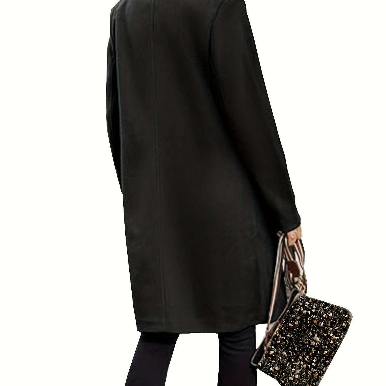 Single-Breasted Women's Pea Coat, Elegant Winter Overcoat