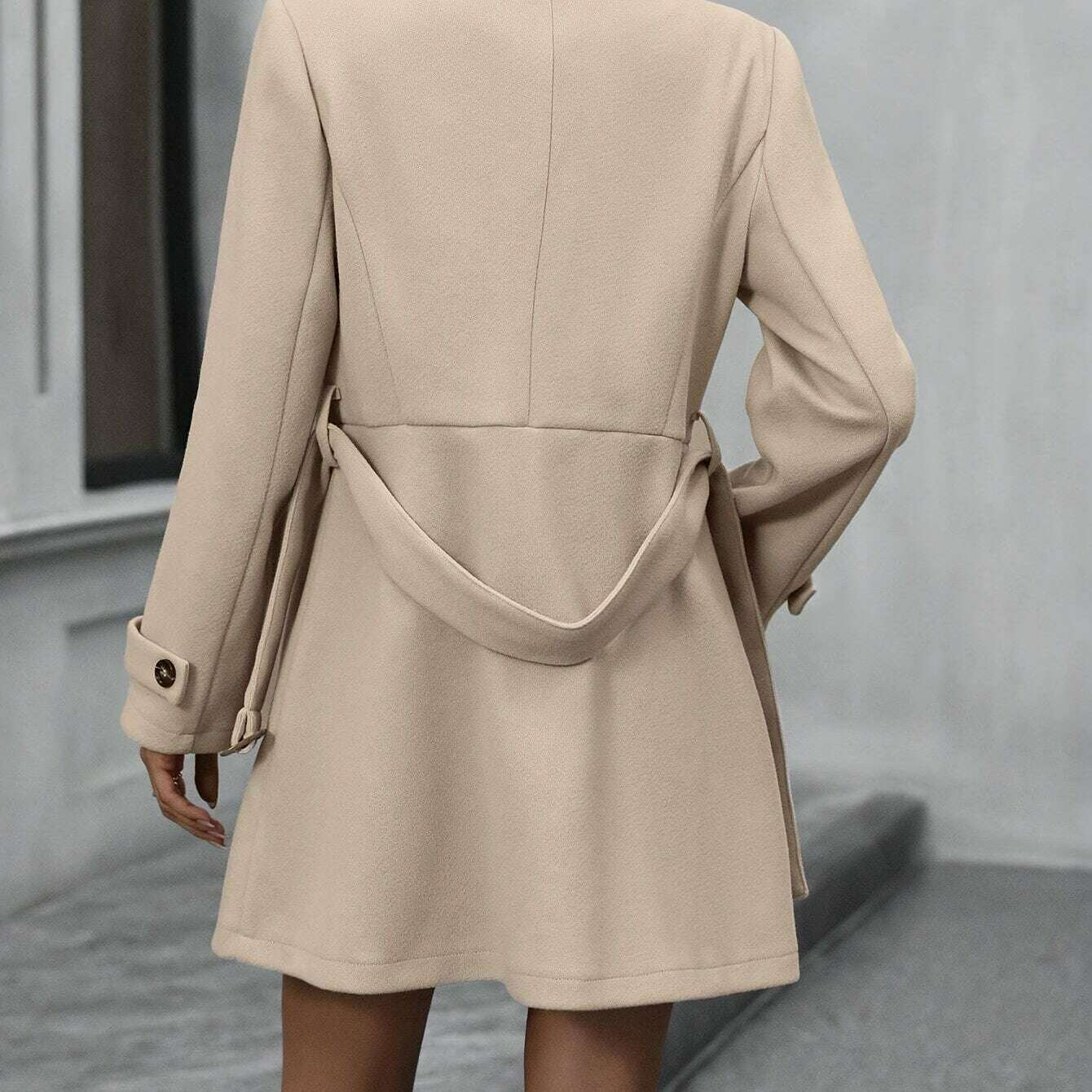 Elegant Double-Breasted Trench Coat with Belt for Women