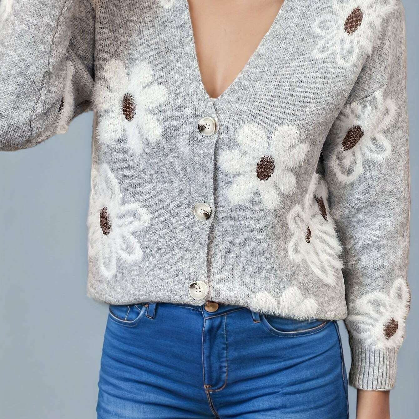 Floral Knit Cardigan for Women - Autumn & Winter Collection