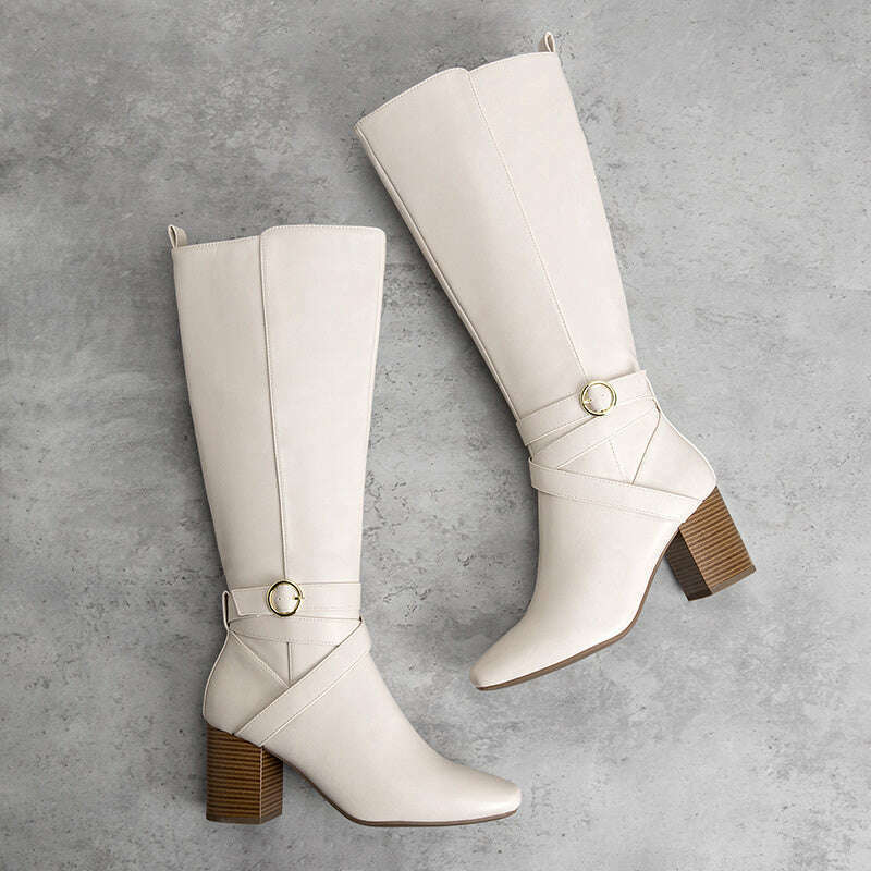 Knee High Block Heel Riding Boots