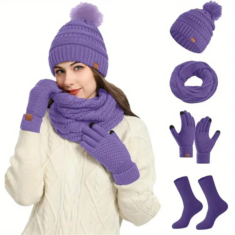 Women’s Winter Warmth Set – Hat, Scarf, Gloves & Socks