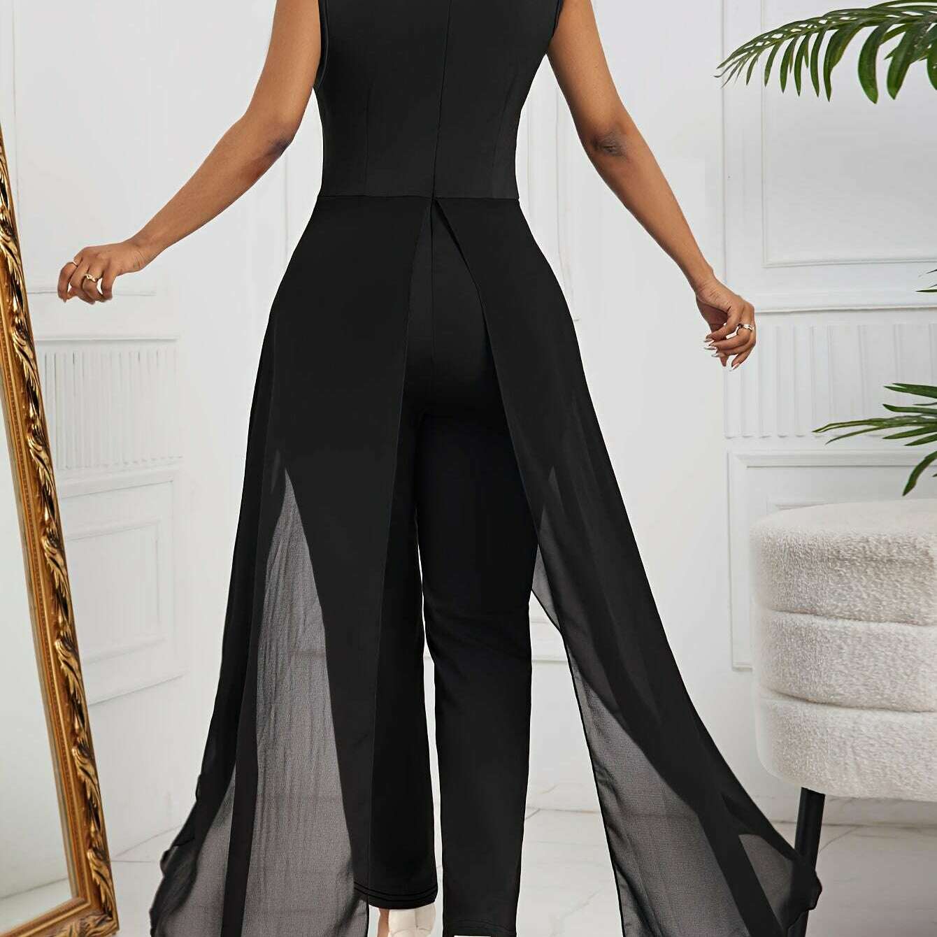 Elegant Sleeveless High-Waist Jumpsuit with Cutout Detail - D&M Boutique