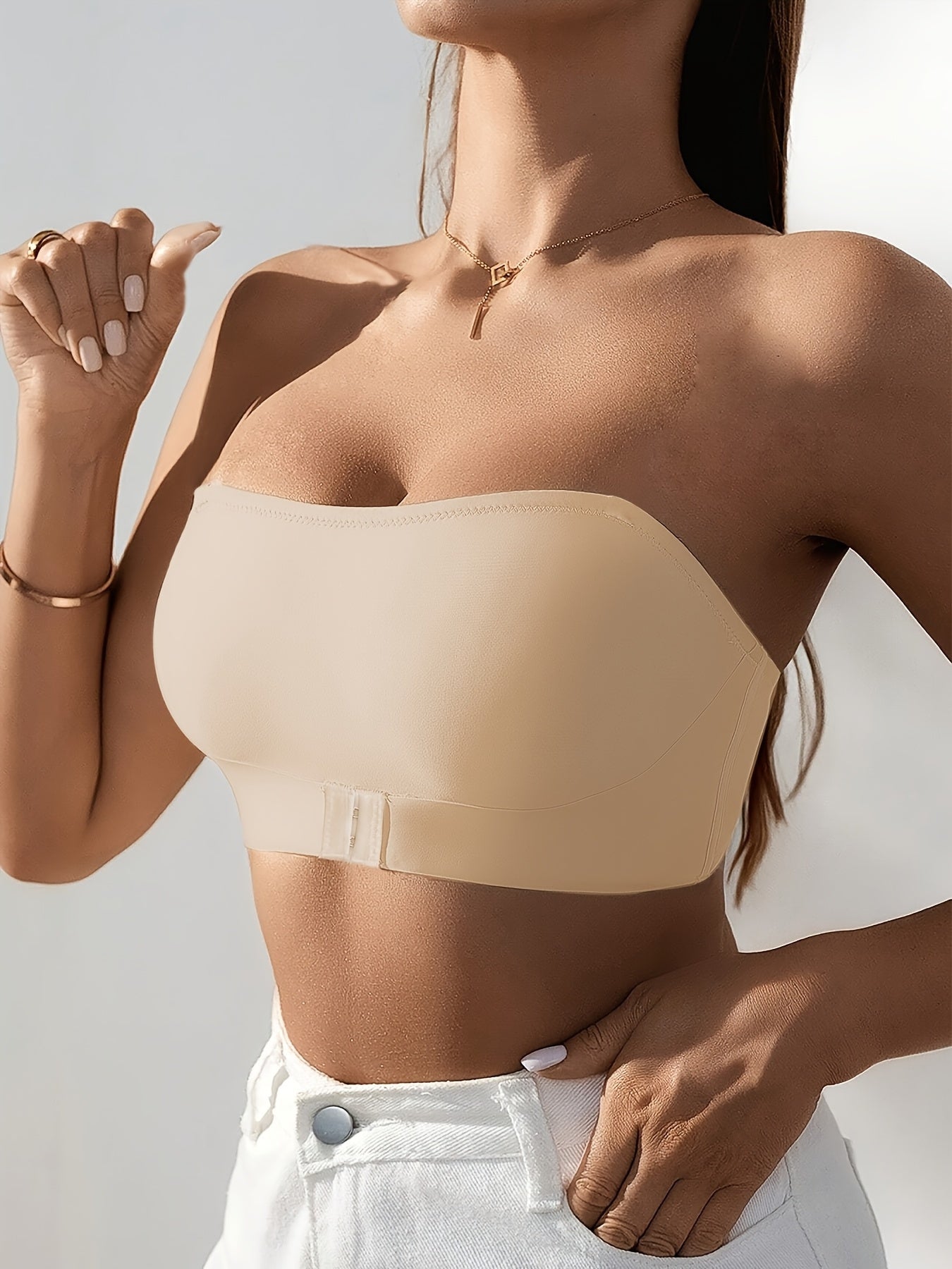 Women'S Seamless Strapless Bra Set- Comfortable Wireless Thickened Design, Black and White Options