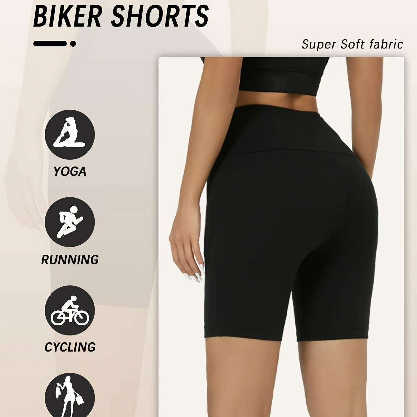 5 Pack High Waisted Biker Shorts – Tummy Control, With Pockets