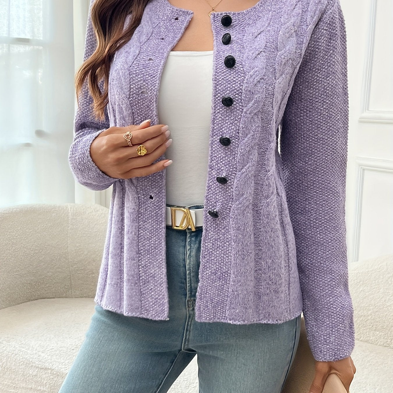 LUNE Front Button Cardigan – Casual Long Sleeve